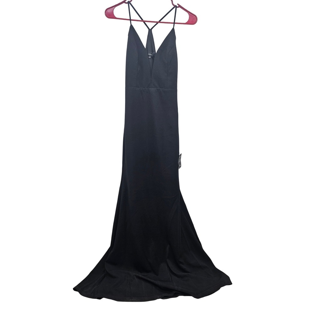 Lulus Infinite‎ Glory Black Maxi Dress IDD74567 Racerback V-Neck Formal Gown XS